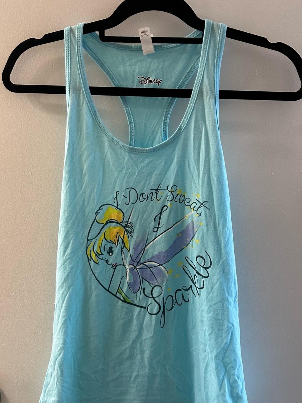Disney Light Blue Tinker Bell Graphic Women's Tank